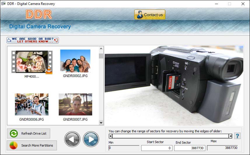 Screenshot of Data Doctor Recovery Digital Camera