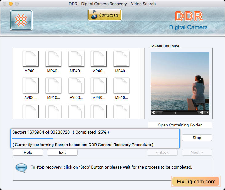 Scanning Procedure DDR Digital Camera Recovery for Mac