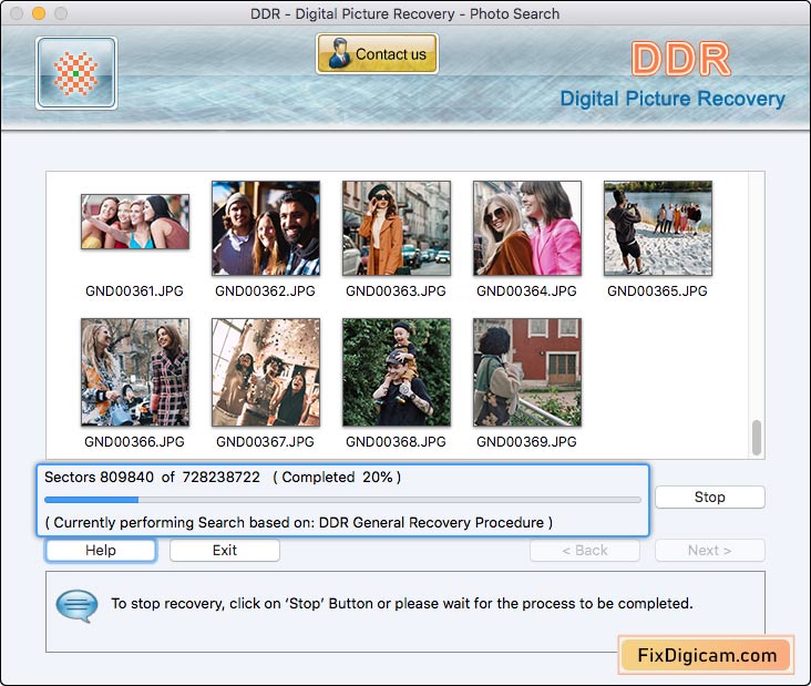 Scanning Process Data Doctor Recovery Digital Pictures for Mac