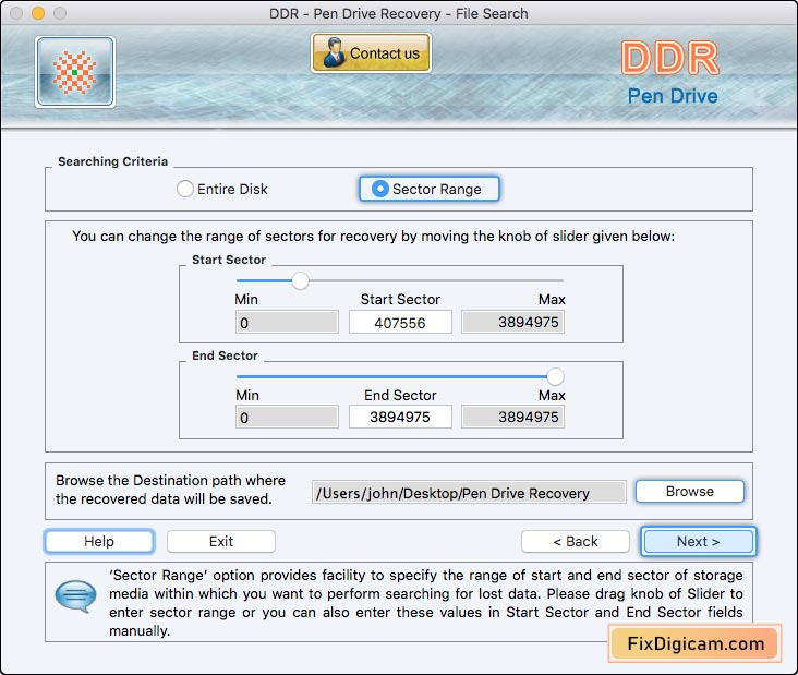Sector Range Data Doctor Recovery Pen drive for Mac