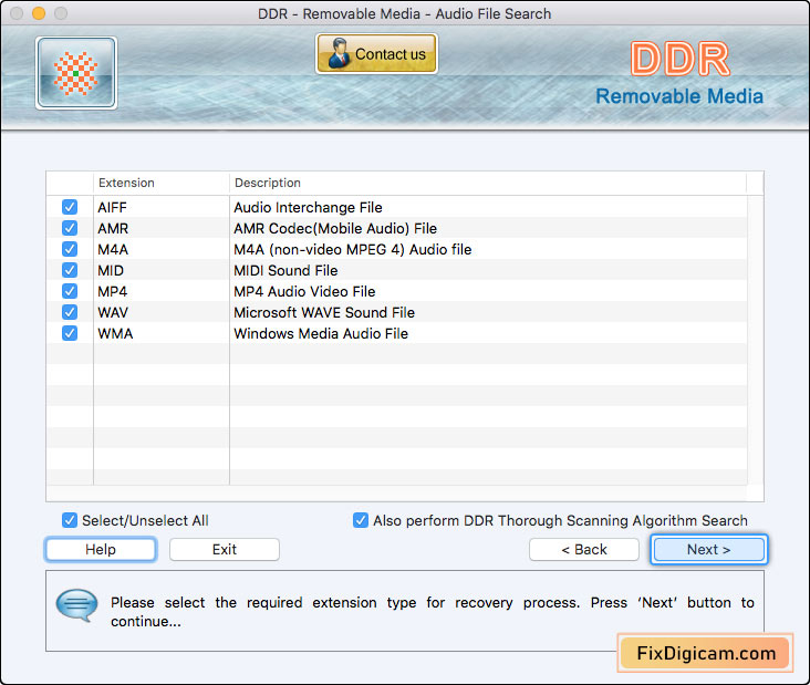 Select Extensions Data Doctor Recovery Removable Media for Mac